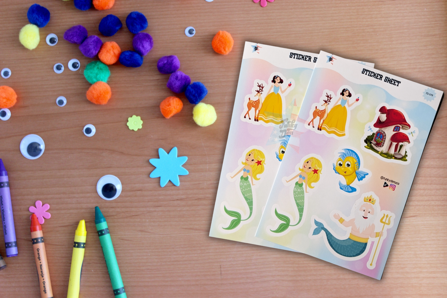 Dive into Adventure! Disney Princess Sticker Sheet (4x6") Perfect for Kids | Stickers for School | Princess Planner Stickers - Not Waterproof |