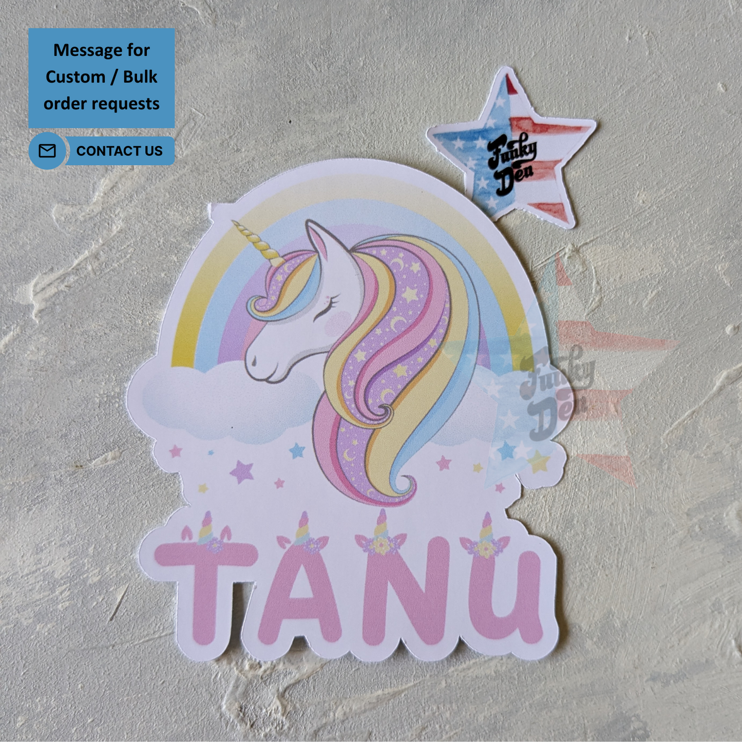 Designed for durability and charm, these labels which are name personalized feature vibrant unicorn illustrations, sparkling rainbows, and enchanting stars, making them perfect for kids’ school supplies, water bottles, lunch boxes, and more.