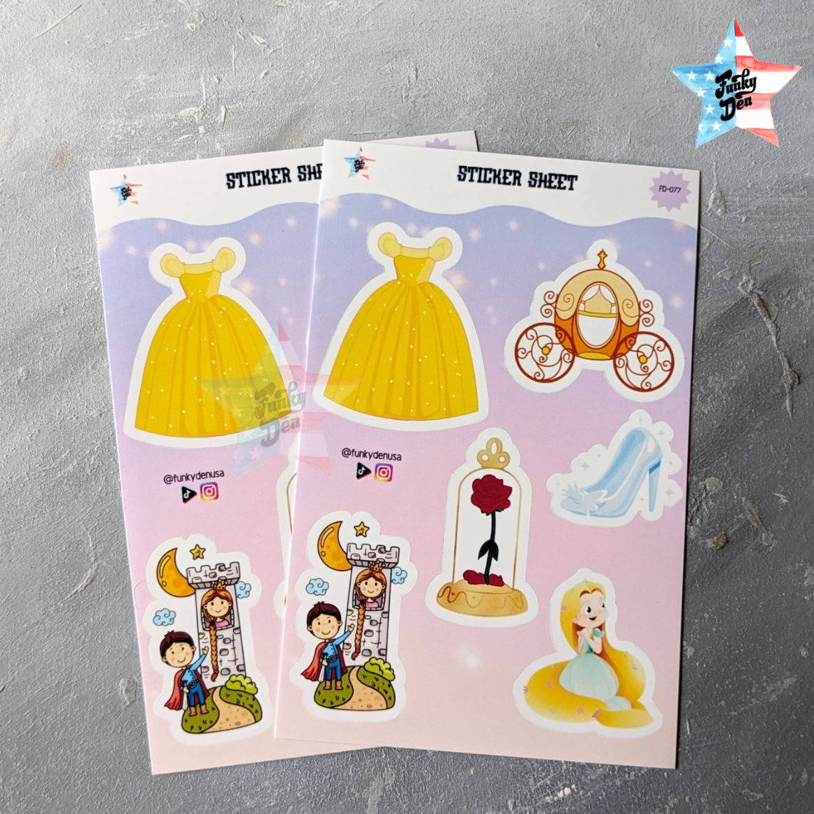 Fairytale Fun! Princess Sticker Sheet (4x6") Perfect for Kids | Stickers for School | Princess Planner Stickers - Not Waterproof |