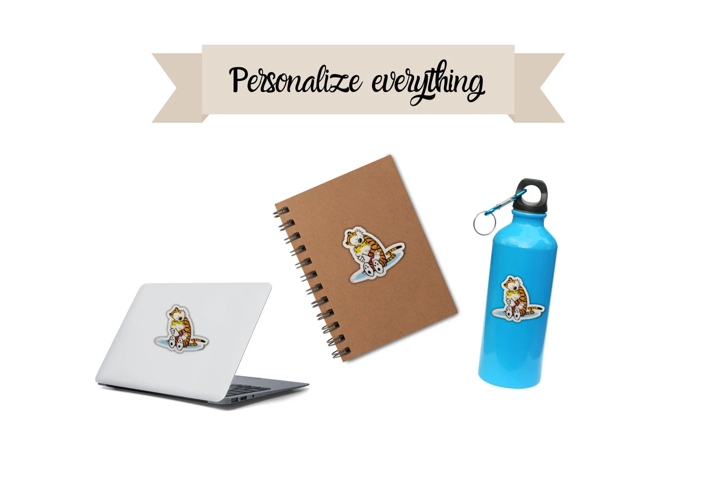 Calvin and Hobbes Waterproof Vinyl Stickers - Hugging Design - Perfect for Back to School!