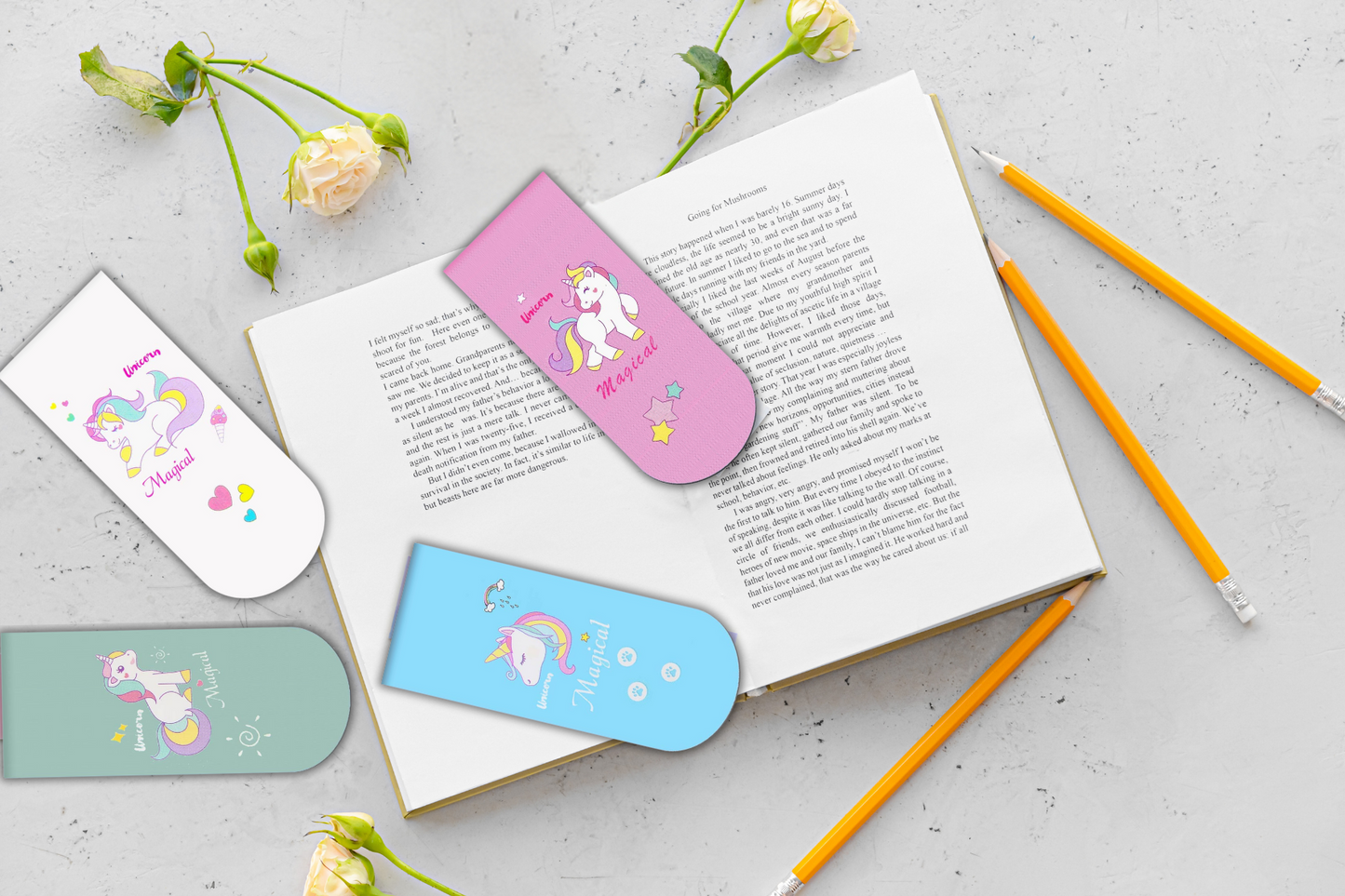 Magical Unicorn Magnetic Bookmarks (4 Designs)