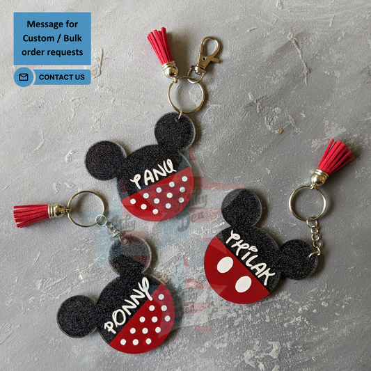 Personalized Minnie Mouse Keychain | Mickey Mouse Keychain | Disney theme birthday | School bag name tags | Disney keychain | Party Favors | Handmade