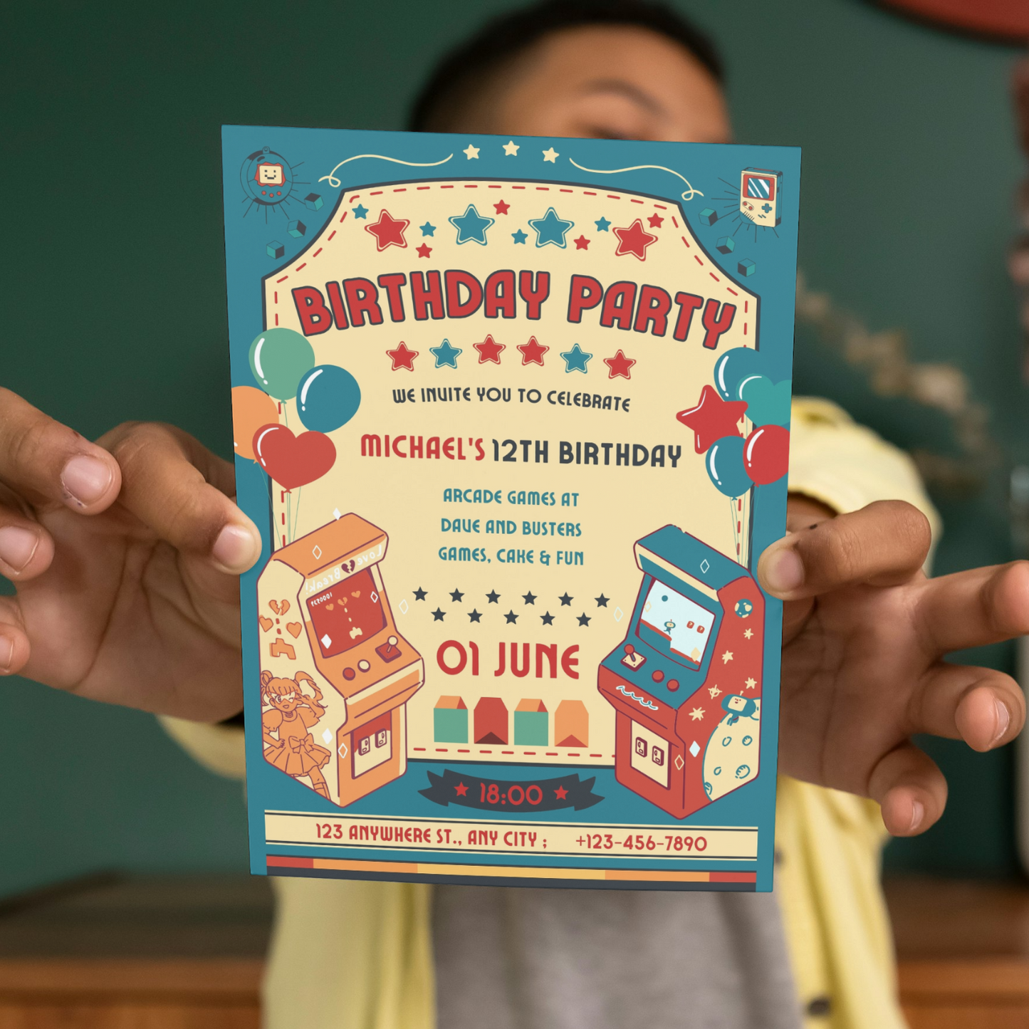 retro themed birthday party invitation design