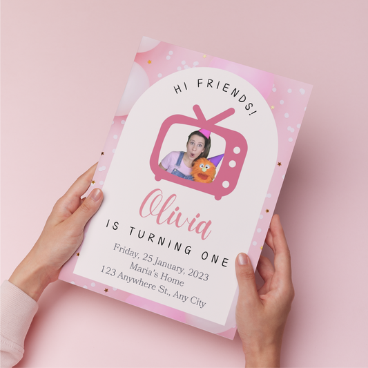 miss rachel themed birthday invitation design 