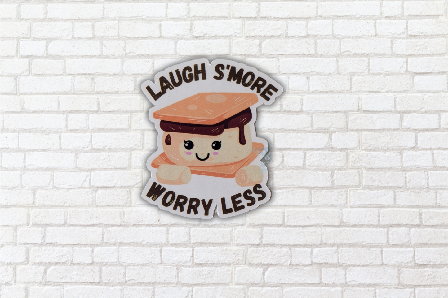 2.5" Laugh-Smore and Worry Less Label | Phone Case | Notebook | Planner | Laptop | Waterbottle | Waterproof | Trending Stickers