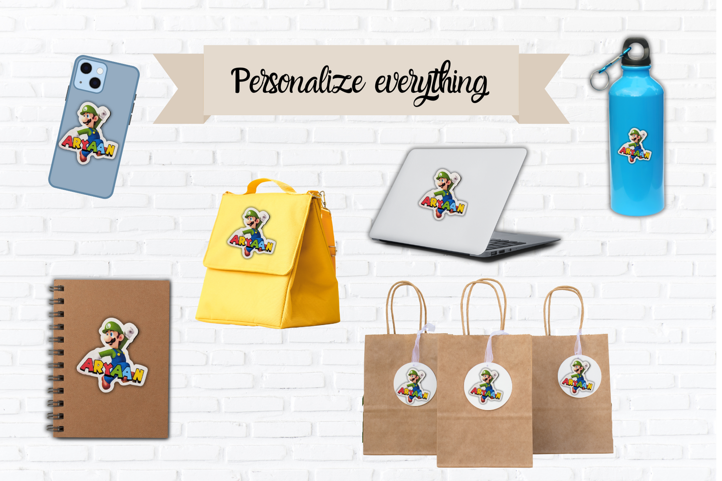 Power Up Your Belongings! Personalized Luigi Stickers (2" or 3") | Phone Case | Notebook | Planner Stickers | Vinyl Luigi Waterproof Sticker Gift