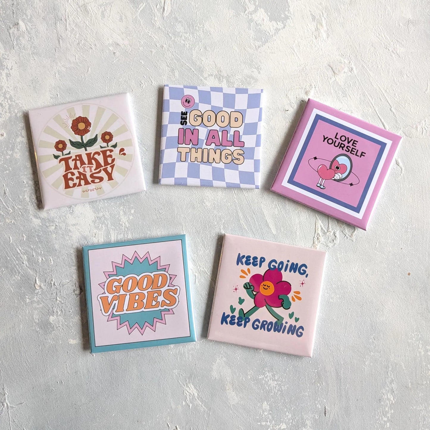 Affirmation Magnets Set | Positive Motivational Quotes & Self Love Magnets | Cute 2.5 Inch Fridge Magnets
