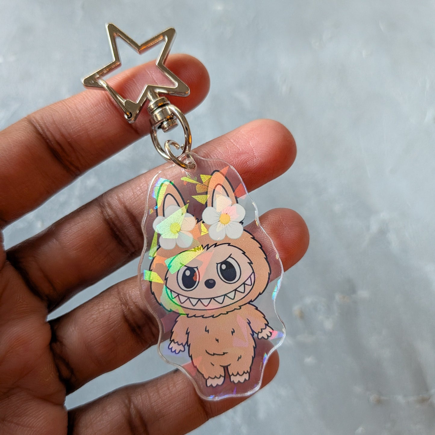 Brown Holographic Monster Doll Keychain