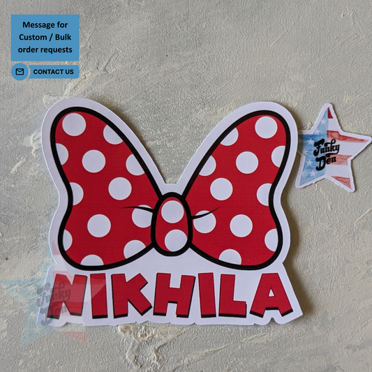 Name Personalized Minnie Bow Labels for Minnie Mouse Lovers