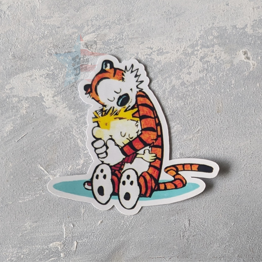 Calvin and Hobbes Waterproof Label - Hugging and Funky Face C&H Designs