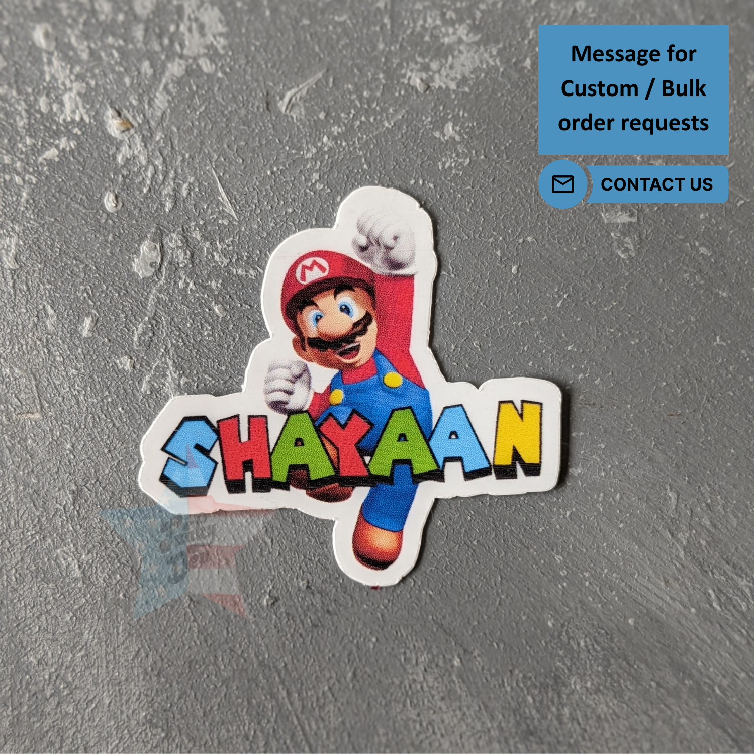 Super Mario Name Personalized Waterbottle label made for Shayaan