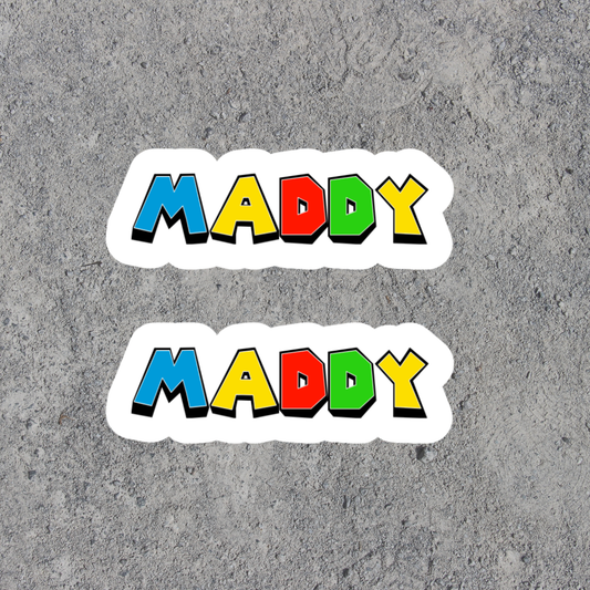 Personalized Bubble Letter Name Stickers - Video Game Style Kids Labels - Waterproof label - 2 pack