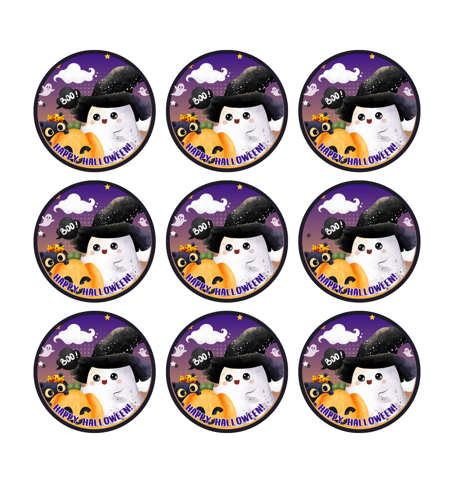 9 Round 2inch labels for Spooky Fun Goodie Bag Stickers! Halloween Gifts | Cute Ghost | Trending Stickers | Halloween Stickers |