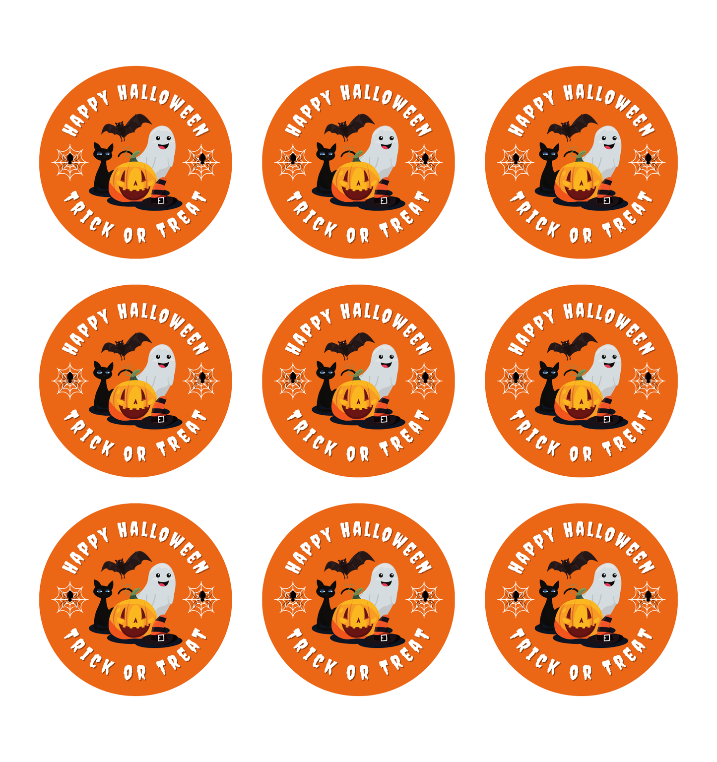 9 Round 2inch labels for Spooky Fun Goodie Bag Stickers! Halloween Gifts | Cute Ghost | Trending Stickers | Halloween Stickers |