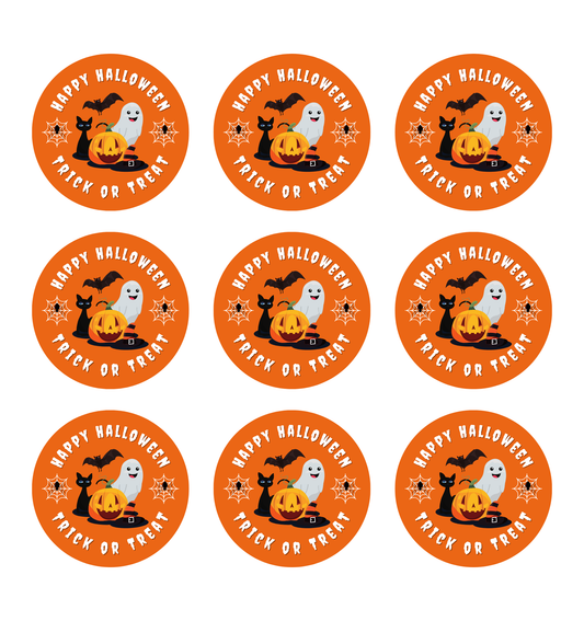 9 Round 2inch labels for Spooky Fun Goodie Bag Stickers! Halloween Gifts | Cute Ghost | Trending Stickers | Halloween Stickers |