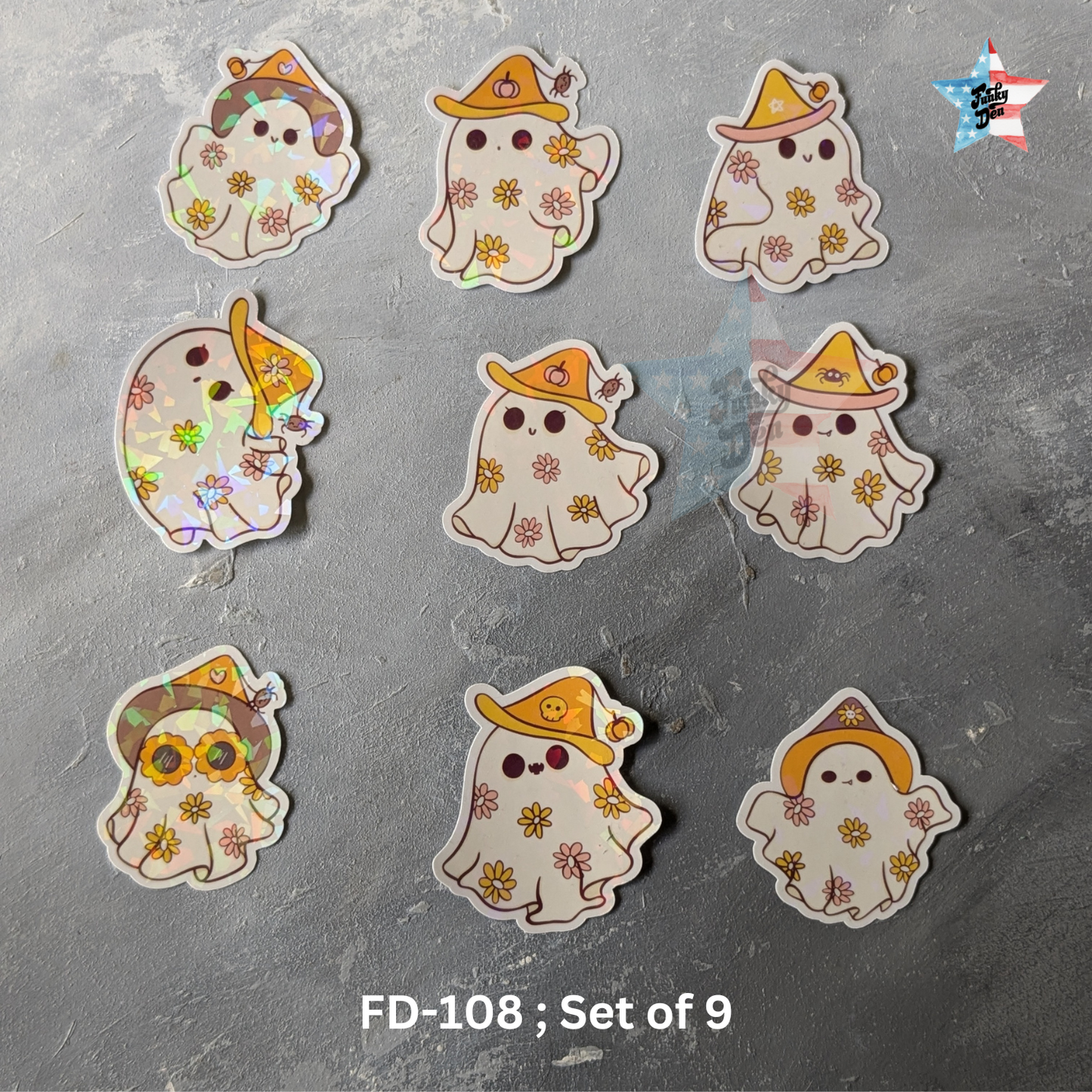 Cute Daisy Boo Stickers: Sunshine and Spooky Charm - Halloween Planner Stickers | Waterproof Stickers | Halloween Gifts | Laptop Stickers | Cute Ghost Stickers