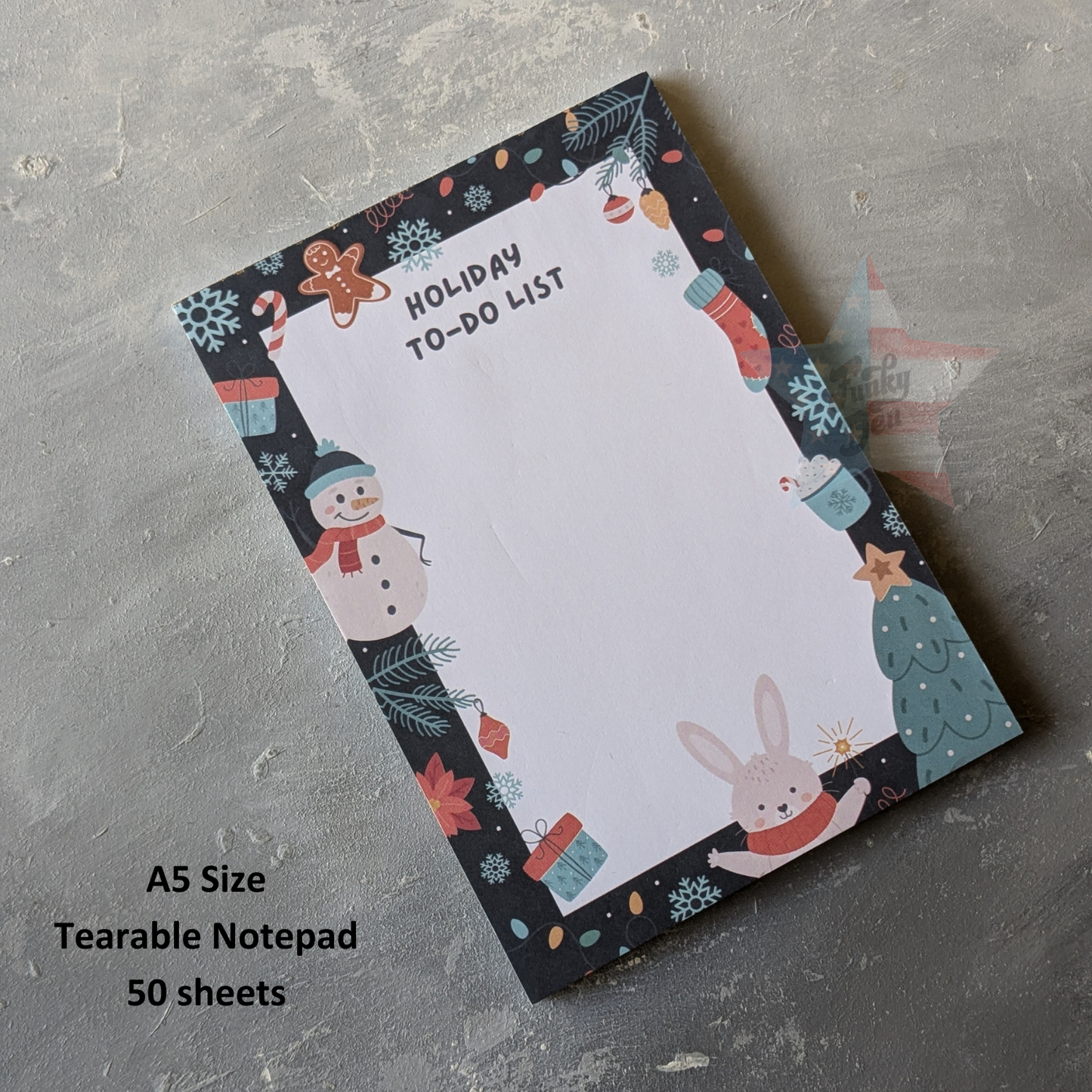 Holiday Haven A5 Tearable Notepad - 50 Sheets, Holiday-Themed Designs