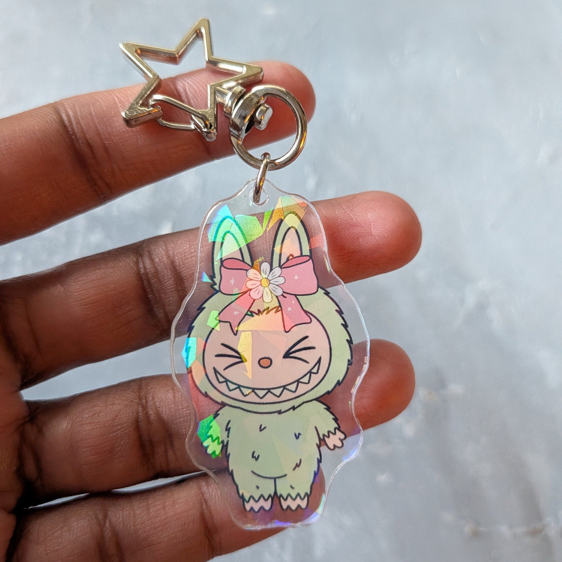 Green Holographic Monster Doll Keychain