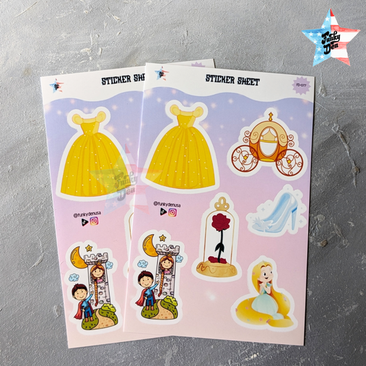 Fairytale Fun! Princess Sticker Sheet (4x6") Perfect for Kids | Stickers for School | Princess  Planner Stickers - Not Waterproof |