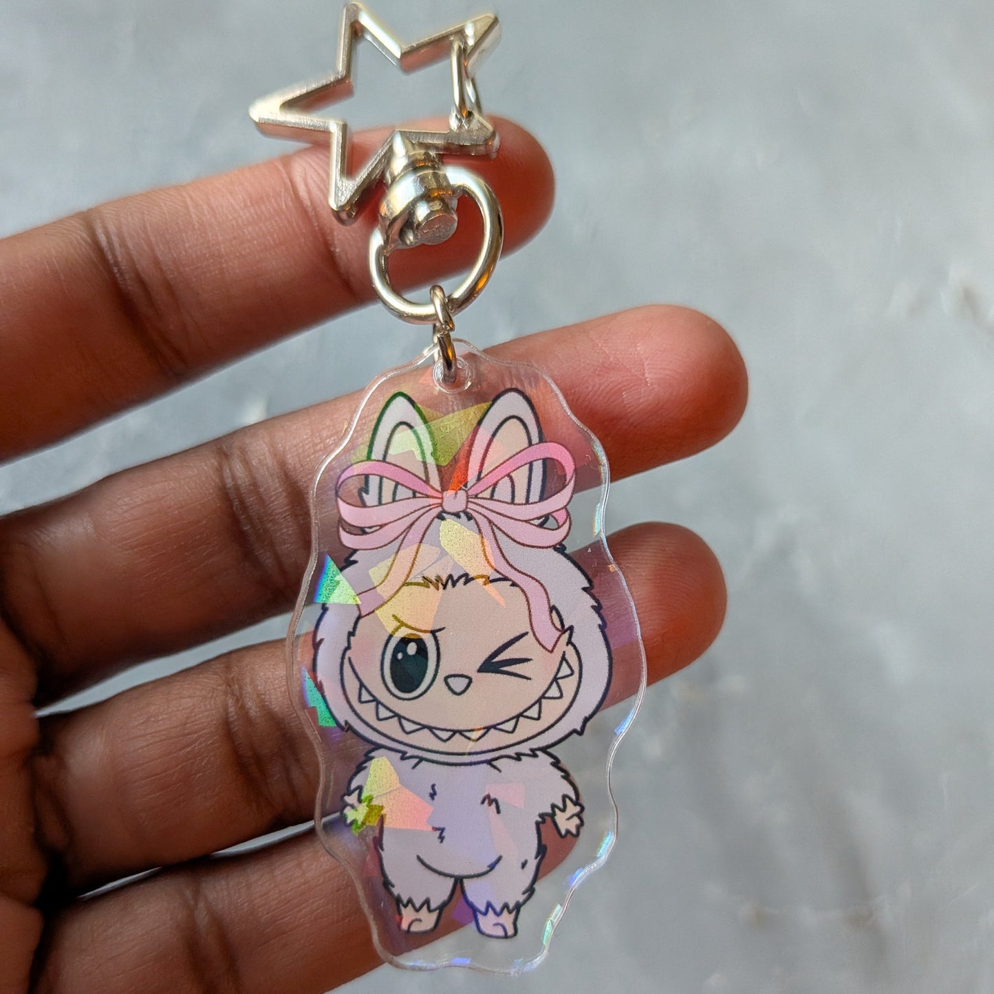 Purple Holographic Monster Doll Keychain