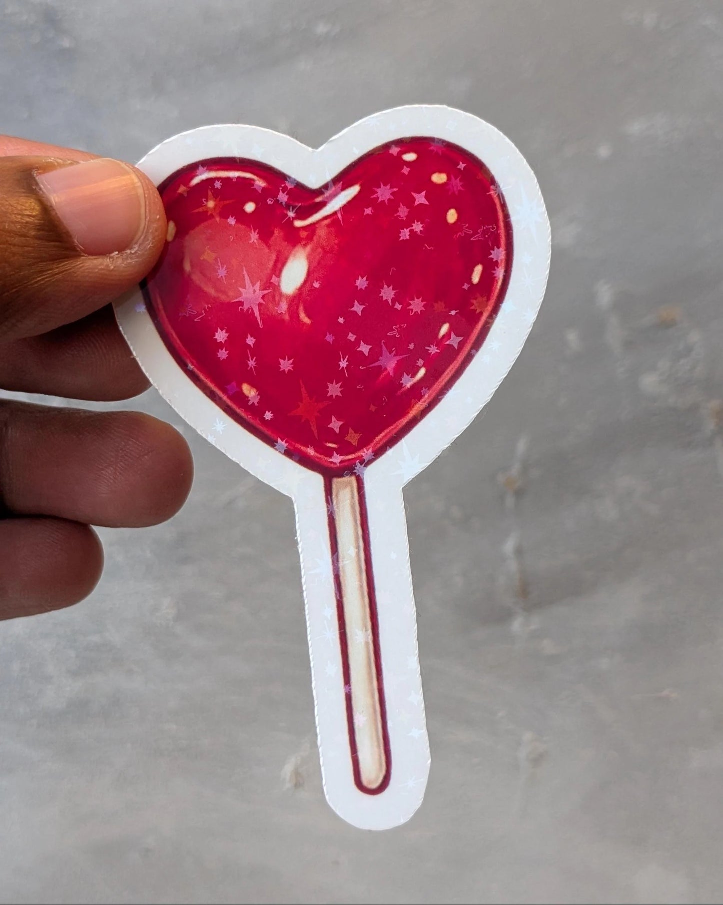Red Bow & Heart Lollipop Stickers | Star Holographic Vinyl Decals | Waterproof 3 Inch Sticker Set