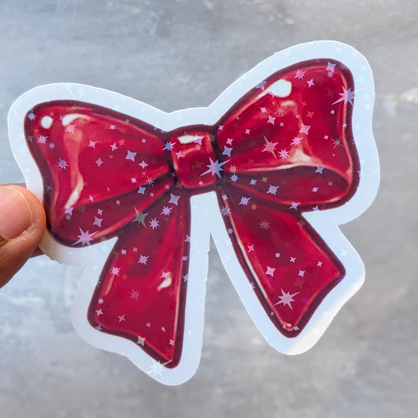 Red Bow & Heart Lollipop Stickers | Star Holographic Vinyl Decals | Waterproof 3 Inch Sticker Set